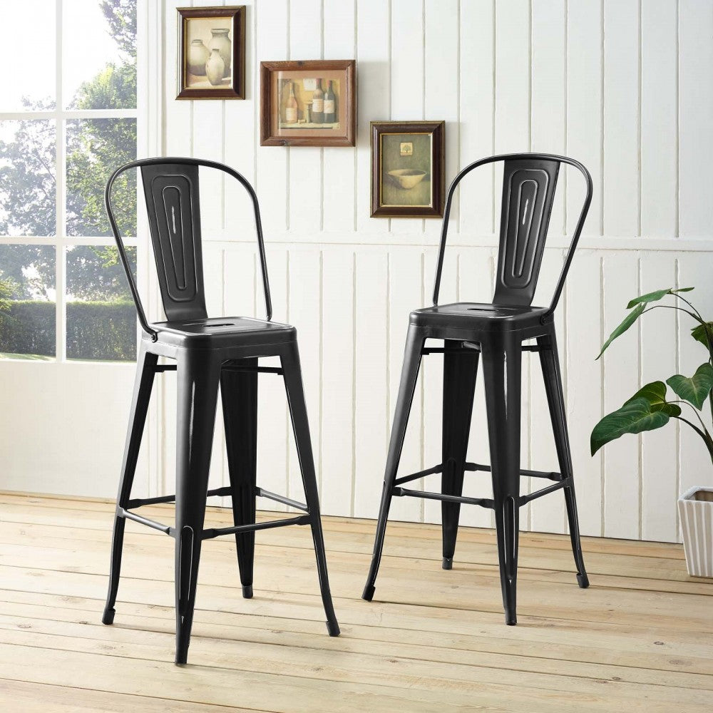 Promenade Metal Bar Side Stool, Black