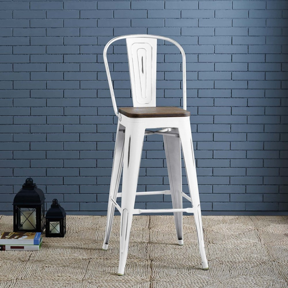 Promenade Metal Bar Stool, White