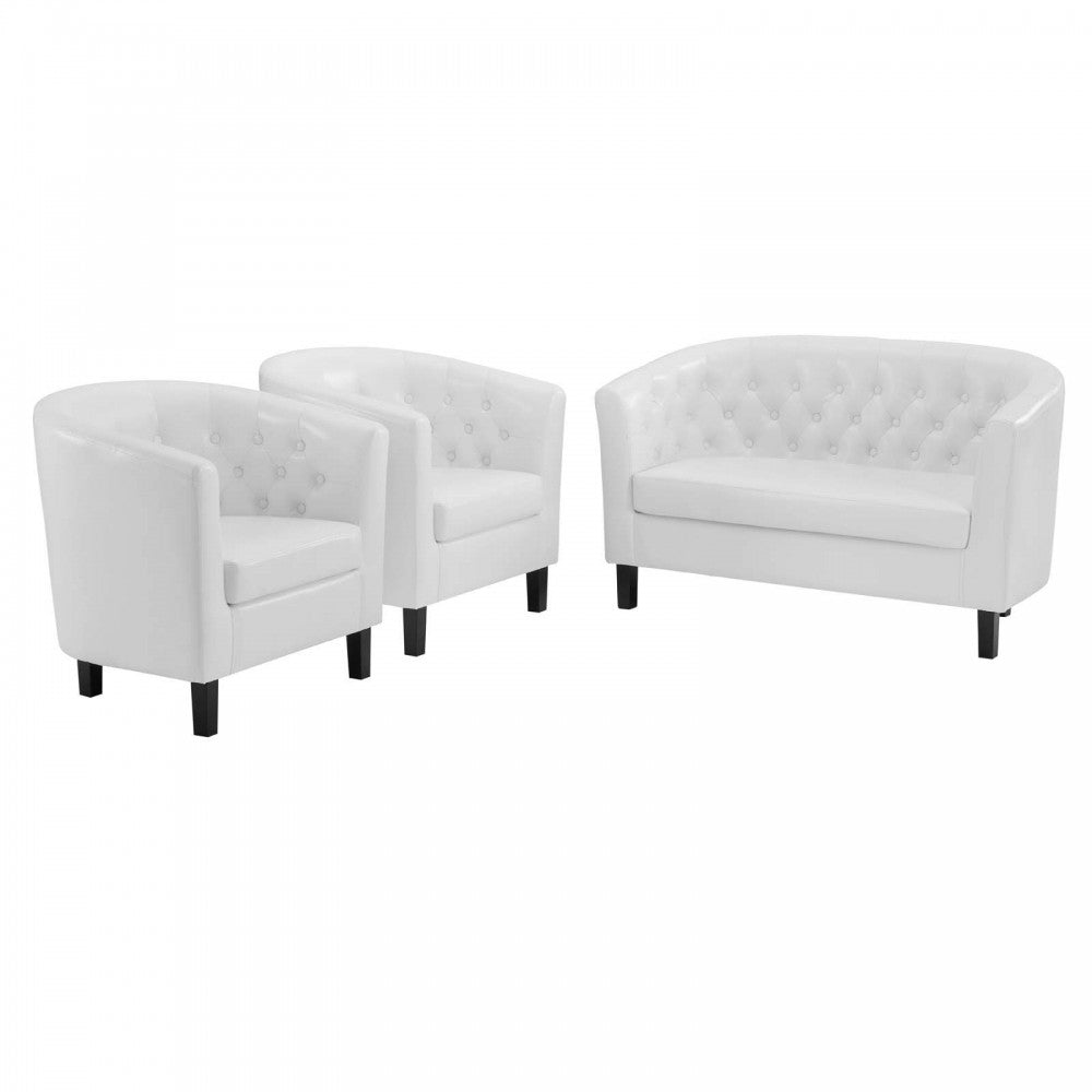 Prospect 3 Piece Upholstered Vinyl Set, White