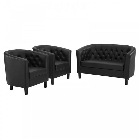 Prospect 3 Piece Upholstered Vinyl Set, Black