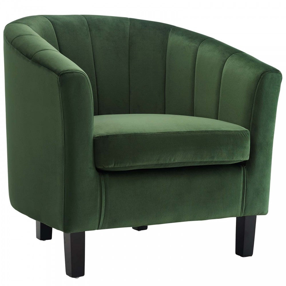 Prospect Channel Tufted 3 Piece Performance Velvet Set, Emerald