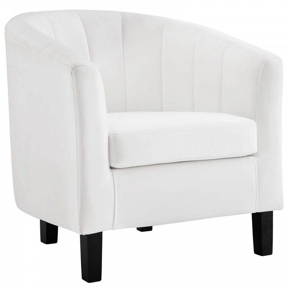 Prospect Channel Tufted 3 Piece Performance Velvet Set, White