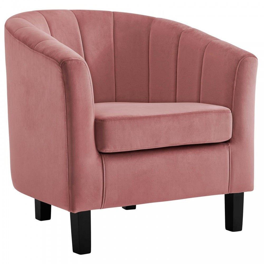 Prospect Channel Tufted 3 Piece Performance Velvet Set, Dusty Rose