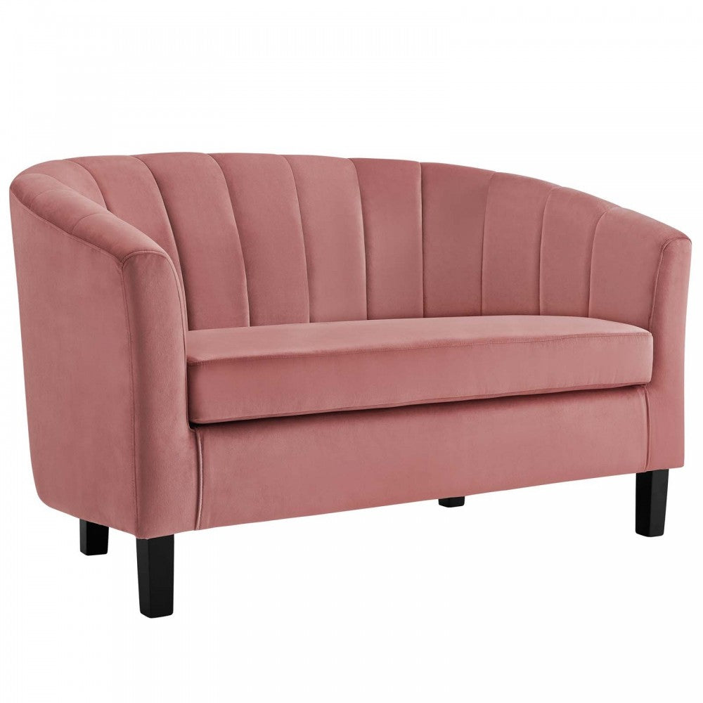 Prospect Channel Tufted 3 Piece Performance Velvet Set, Dusty Rose