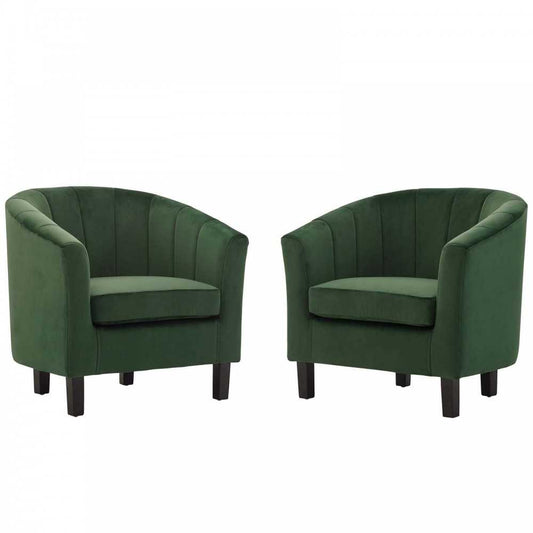 Prospect Channel Tufted Performance Velvet Armchair Set of 2, Emerald