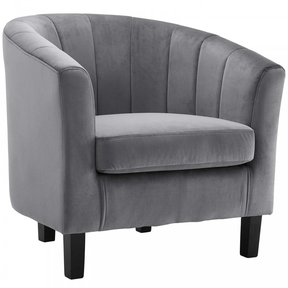 Prospect Channel Tufted Performance Velvet Armchair Set of 2, Gray