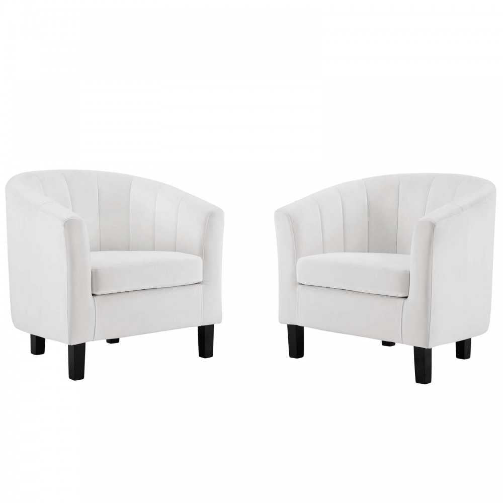 Prospect Channel Tufted Performance Velvet Armchair Set of 2, White