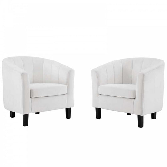 Prospect Channel Tufted Performance Velvet Armchair Set of 2, White