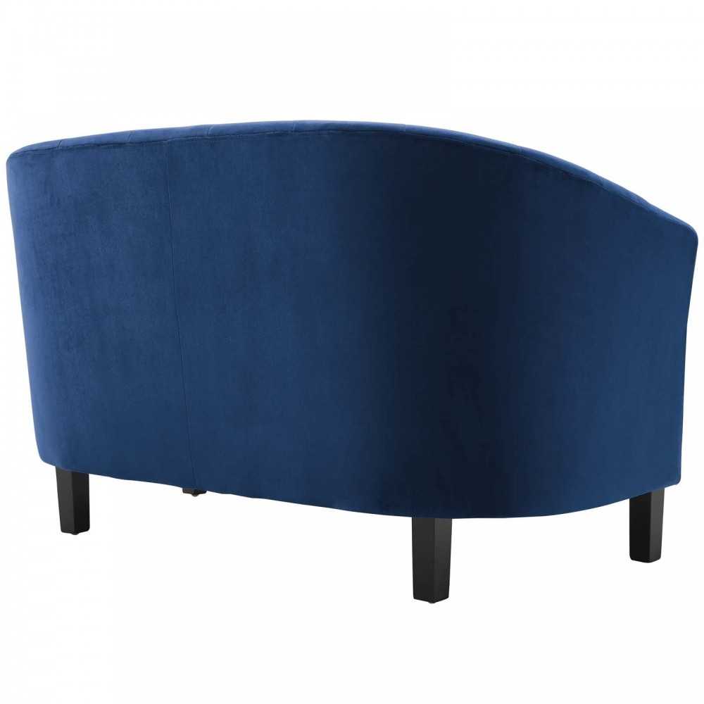 Prospect Channel Tufted Performance Velvet Loveseat and Armchair Set, Navy