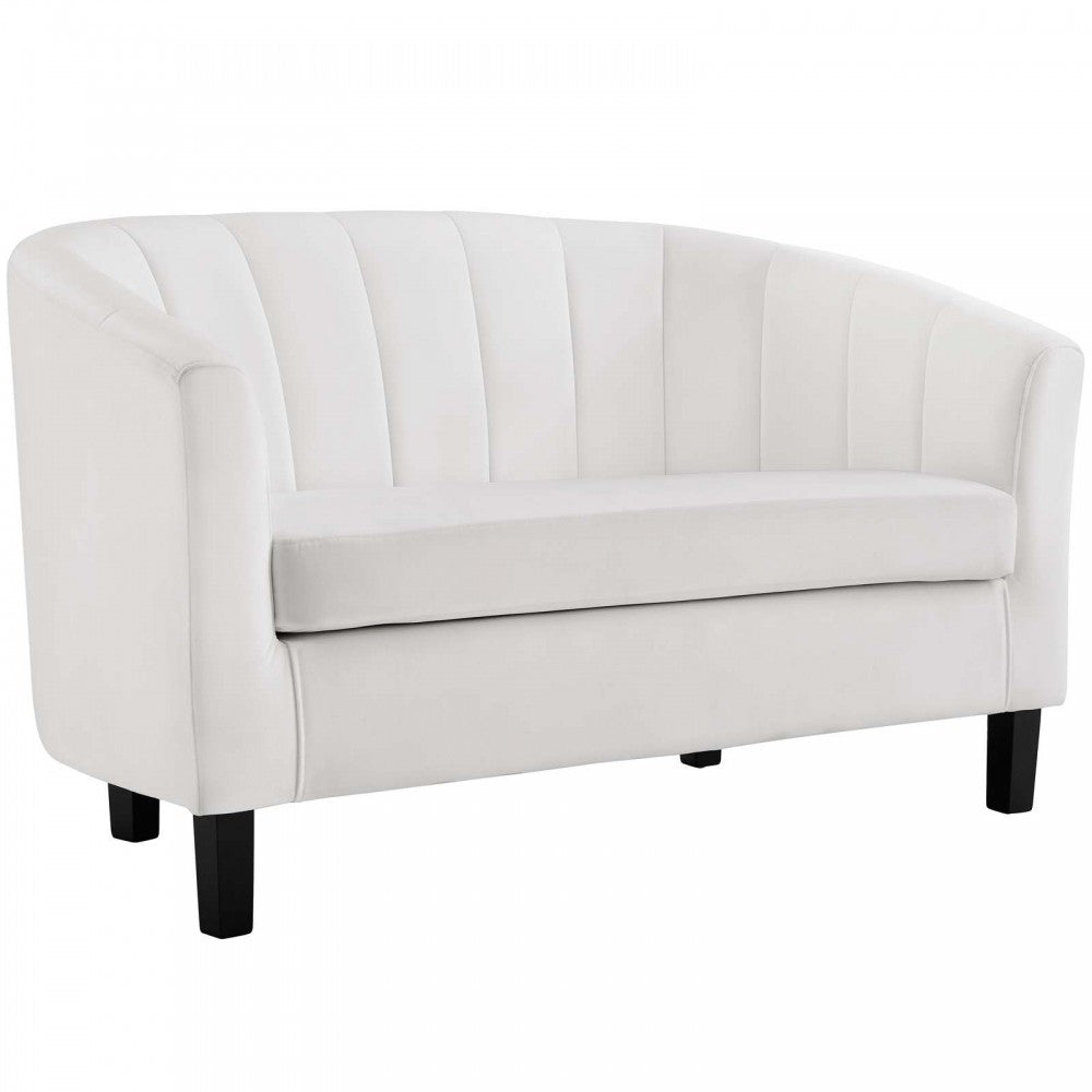 Prospect Channel Tufted Performance Velvet Loveseat and Armchair Set, White