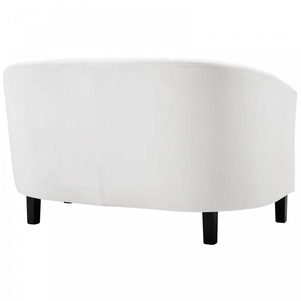 Prospect Channel Tufted Performance Velvet Loveseat and Armchair Set, White