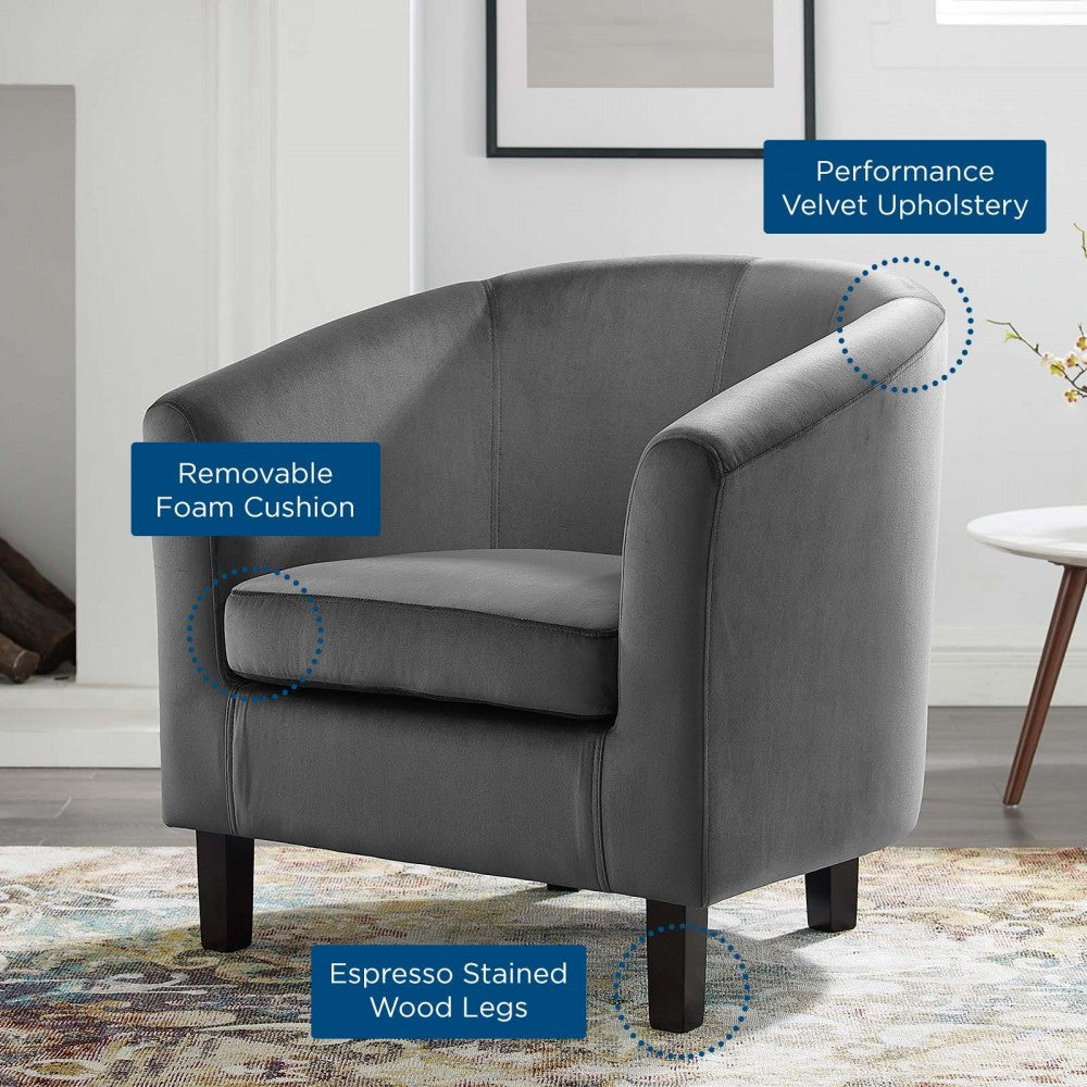 Prospect Performance Velvet Armchair, Charcoal
