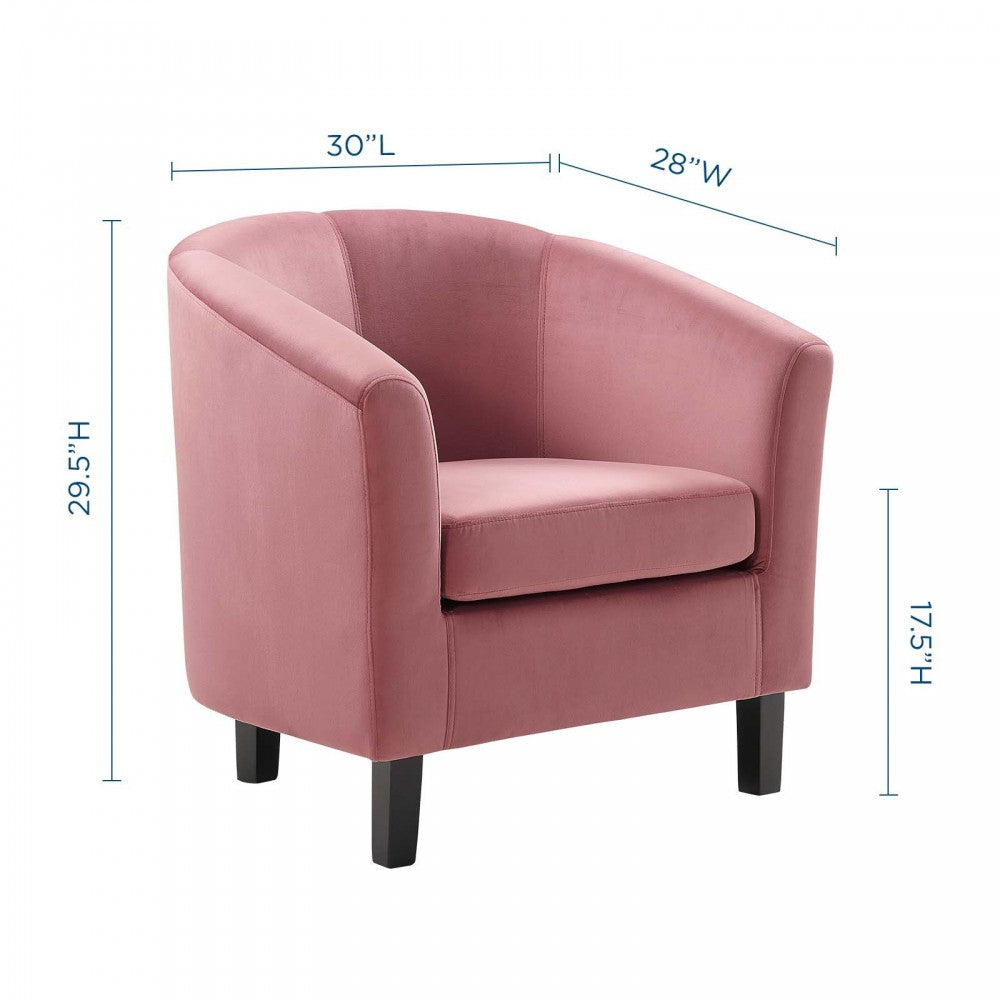 Prospect Performance Velvet Armchair, Dusty Rose, EEI-4137-DUS