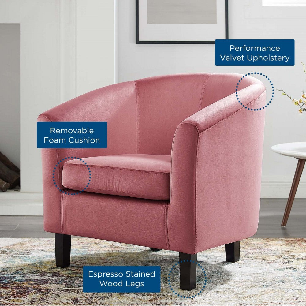 Prospect Performance Velvet Armchair, Dusty Rose, EEI-4137-DUS