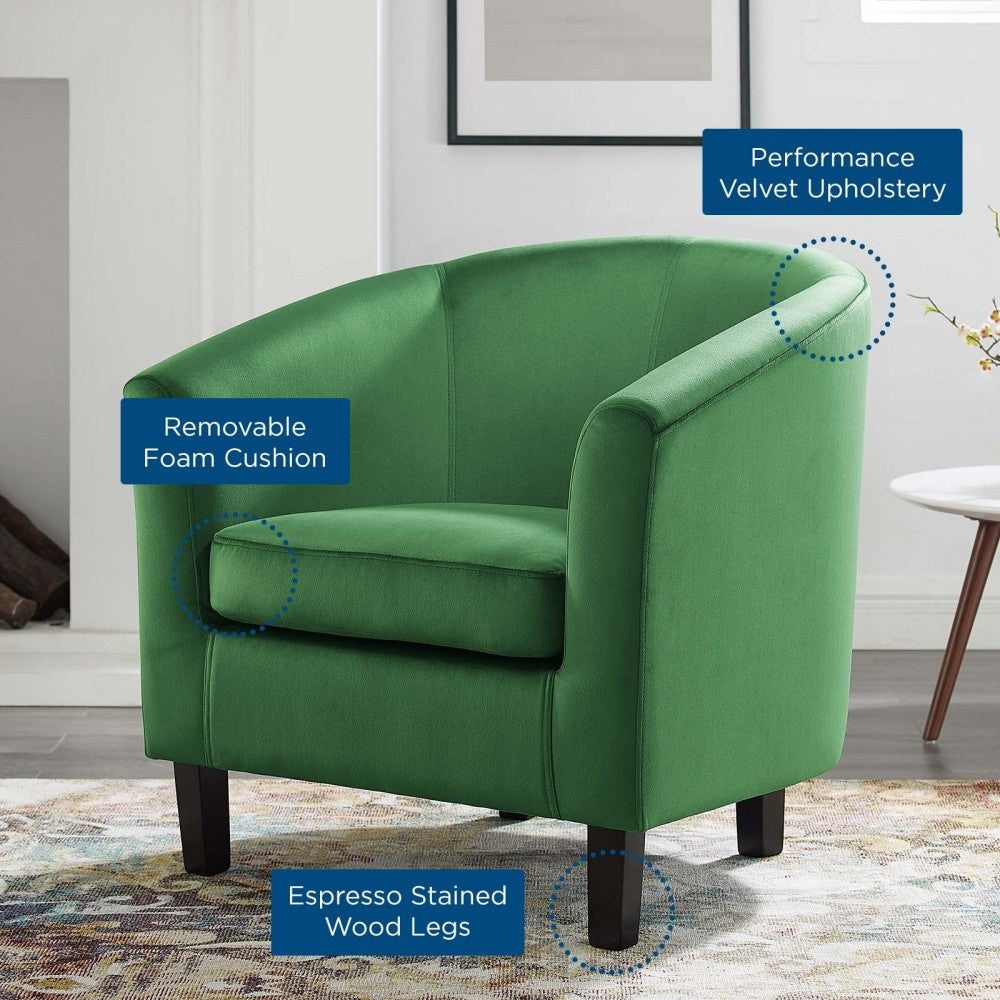 Prospect Performance Velvet Armchair, Emerald, EEI-4137-EME