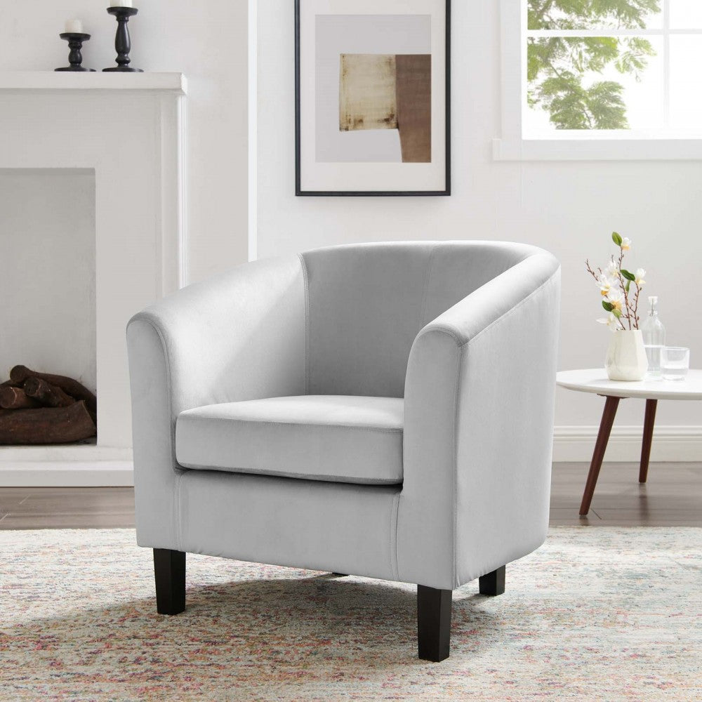 Prospect Performance Velvet Armchair, Light Gray