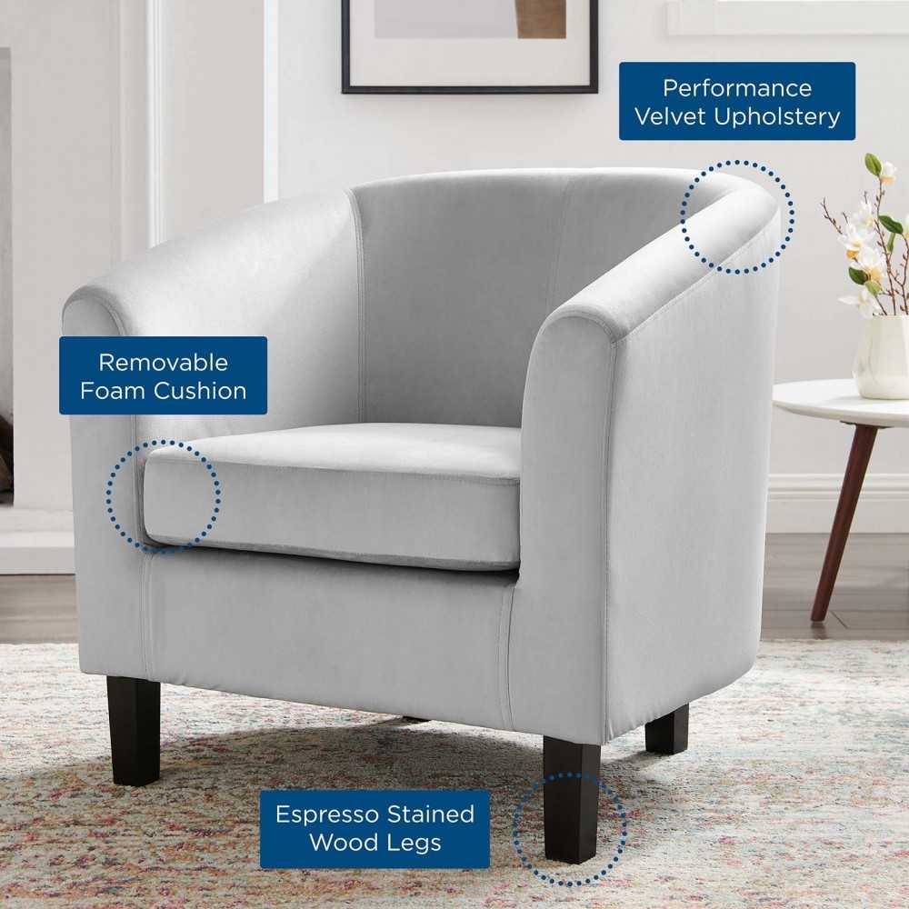 Prospect Performance Velvet Armchair, Light Gray