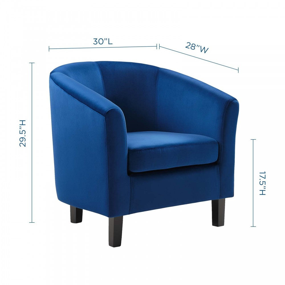 Prospect Performance Velvet Armchair, Navy, EEI-4137-NAV