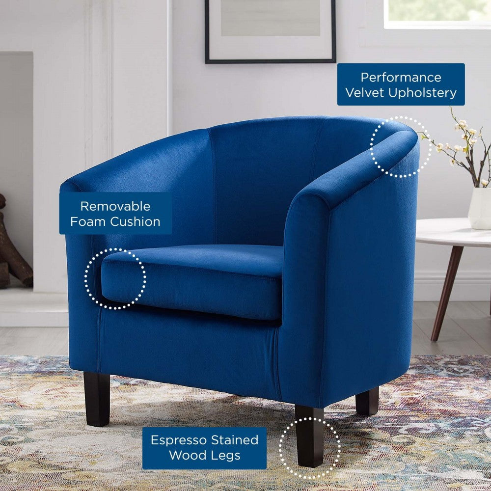 Prospect Performance Velvet Armchair, Navy, EEI-4137-NAV
