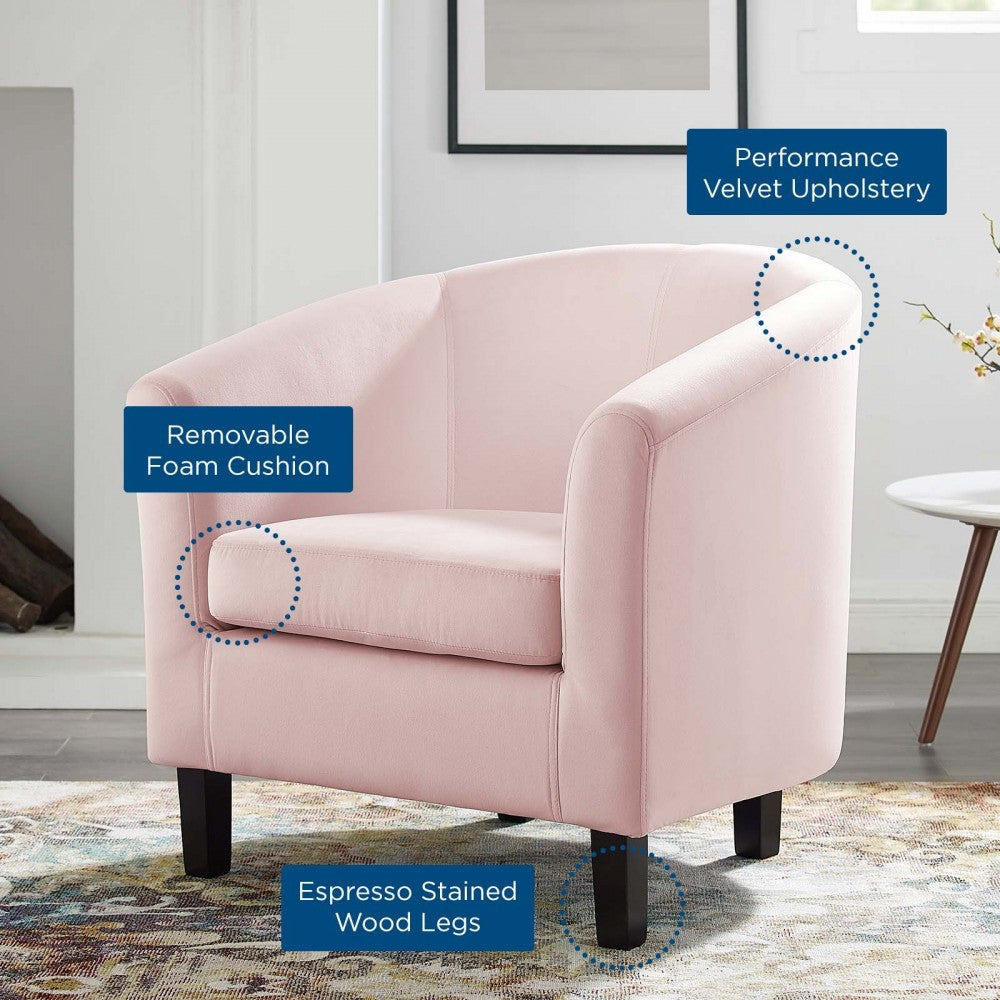 Prospect Performance Velvet Armchair, Pink, EEI-4137-PNK