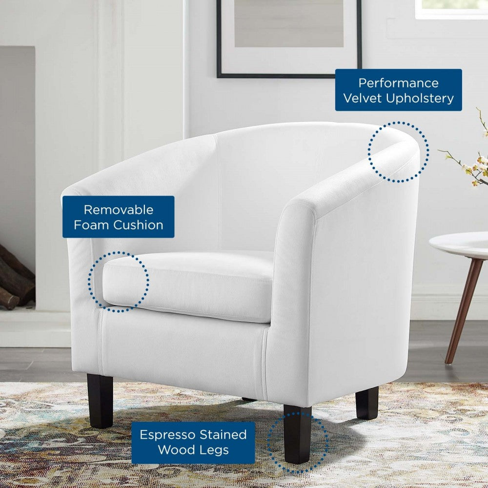Prospect Performance Velvet Armchair, White