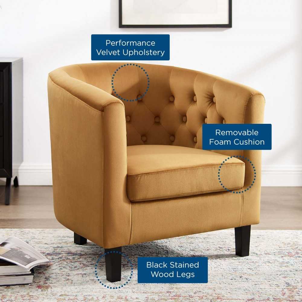 Prospect Performance Velvet Armchair, Cognac