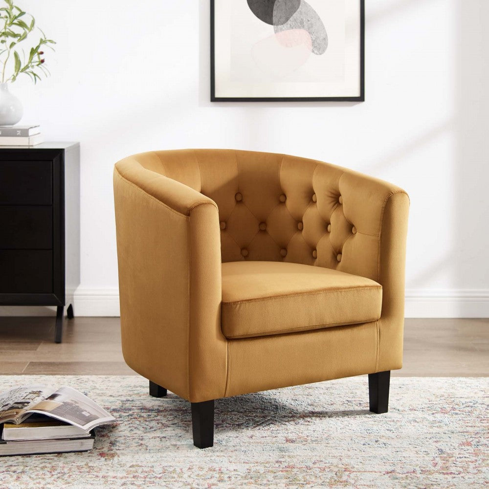 Prospect Performance Velvet Armchair, Cognac