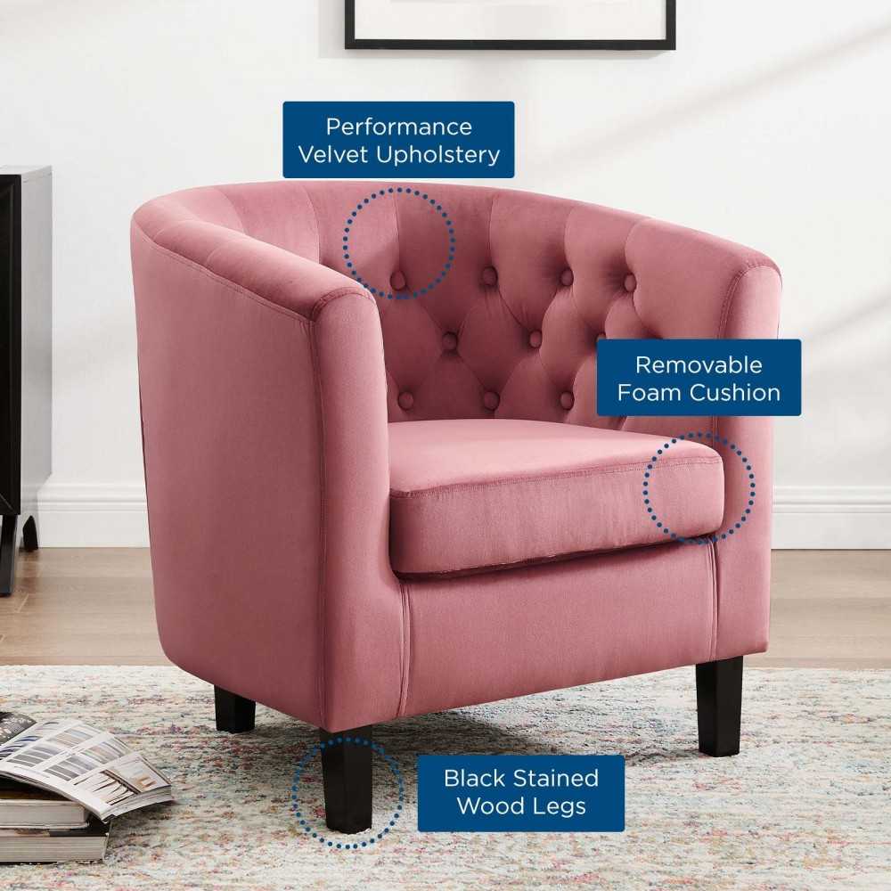 Prospect Performance Velvet Armchair, Dusty Rose, EEI-2613-DUS
