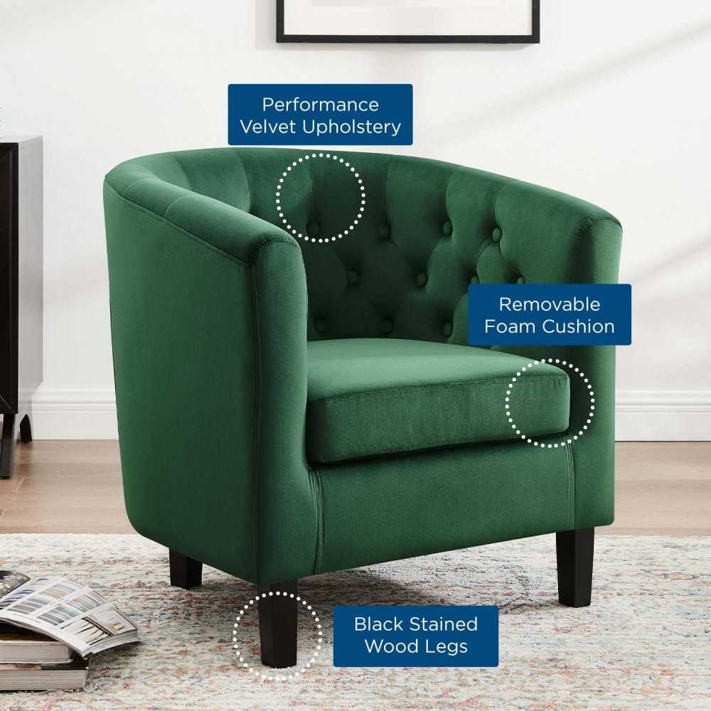 Prospect Performance Velvet Armchair, Emerald, EEI-2613-EME