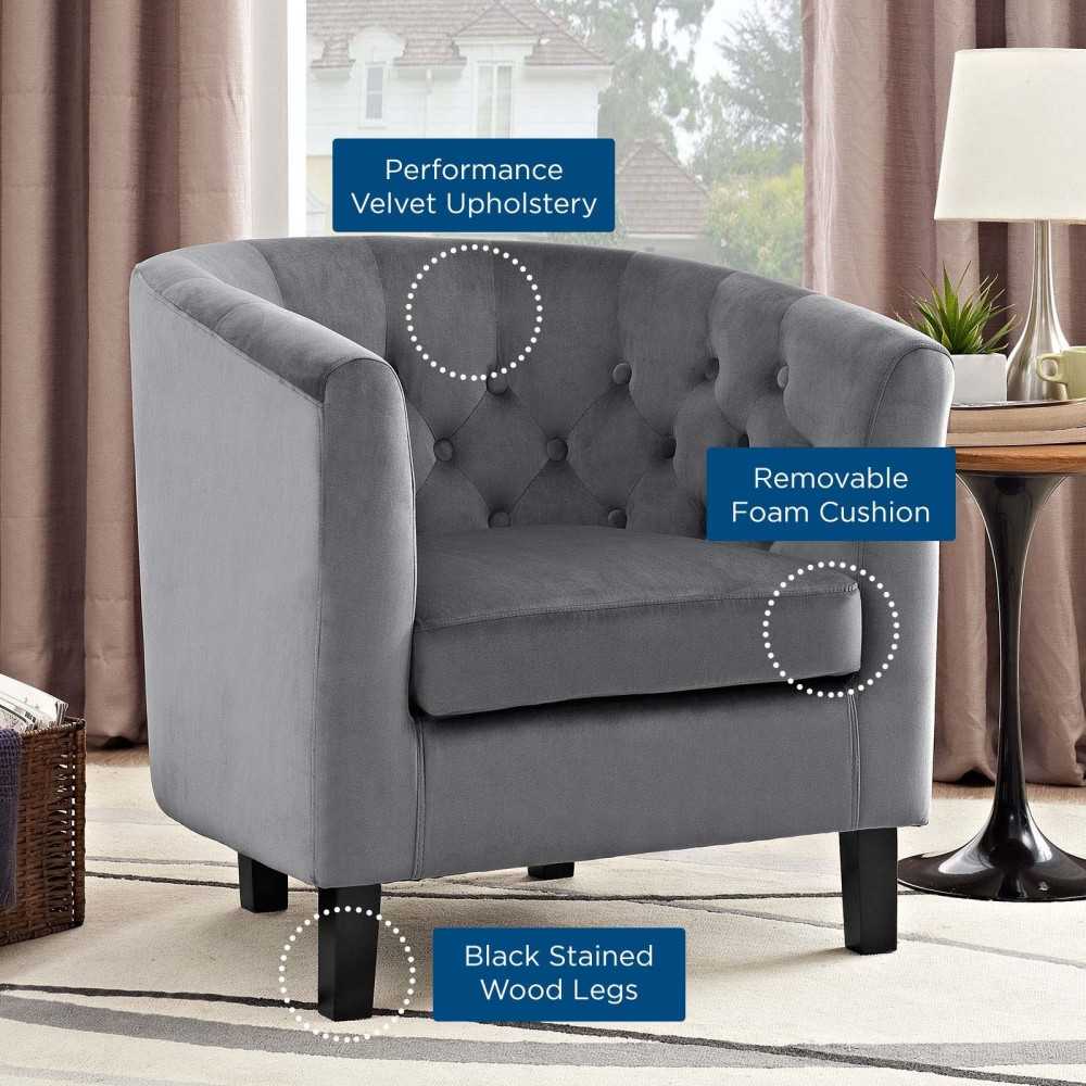 Prospect Performance Velvet Armchair, Gray