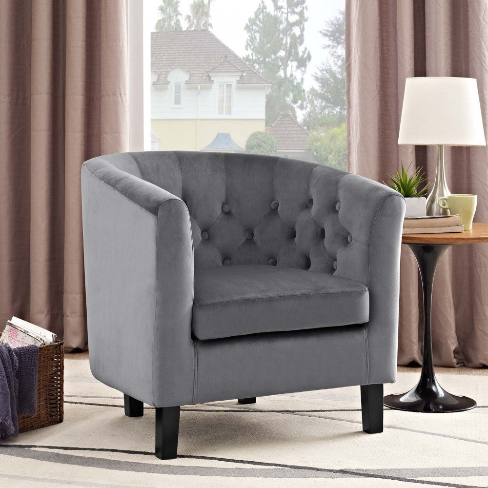 Prospect Performance Velvet Armchair, Gray