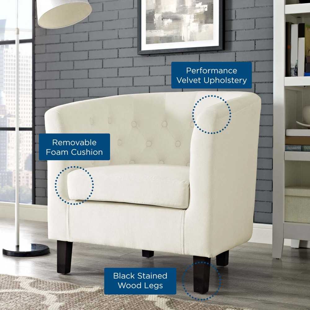 Prospect Performance Velvet Armchair, Ivory