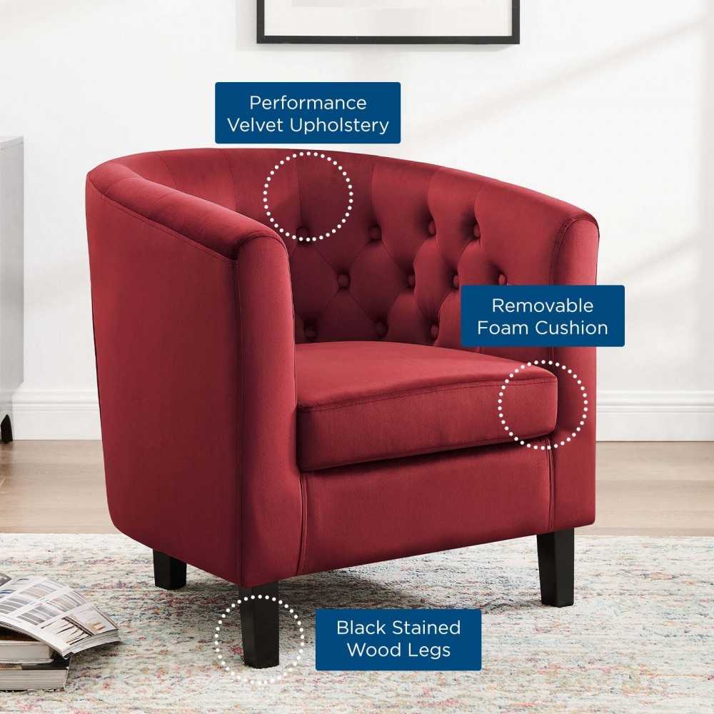 Prospect Performance Velvet Armchair, Maroon