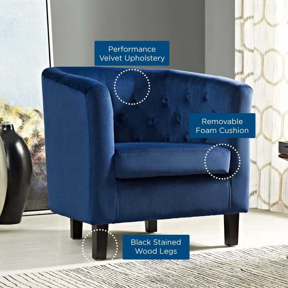 Prospect Performance Velvet Armchair, Navy, EEI-2613-NAV