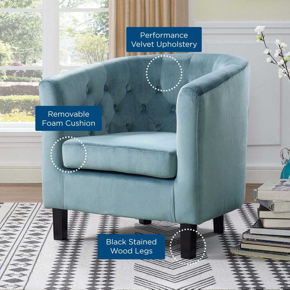 Prospect Performance Velvet Armchair, Sea Blue