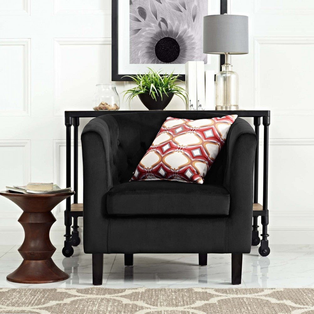 Prospect Performance Velvet Armchair, Black