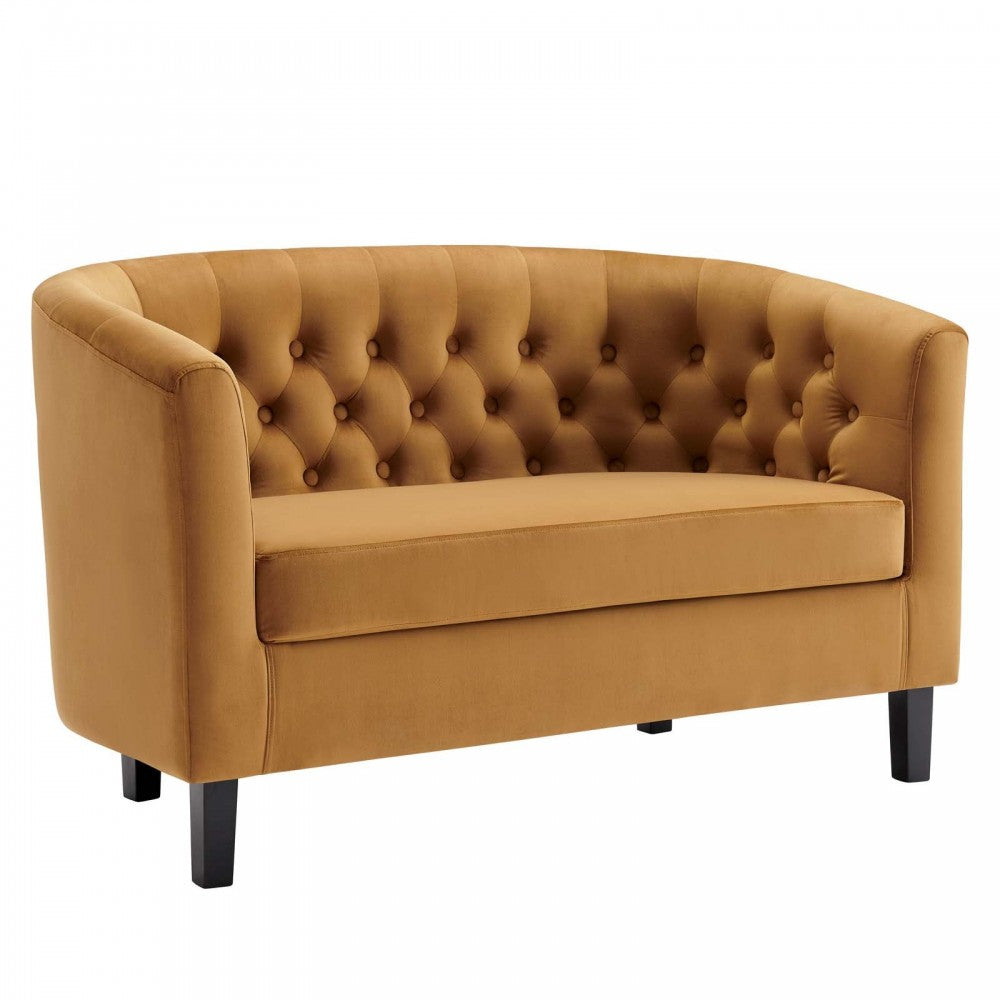 Prospect Performance Velvet Loveseat, Cognac