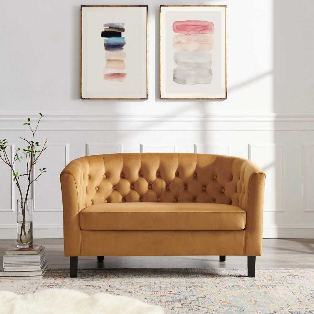 Prospect Performance Velvet Loveseat, Cognac