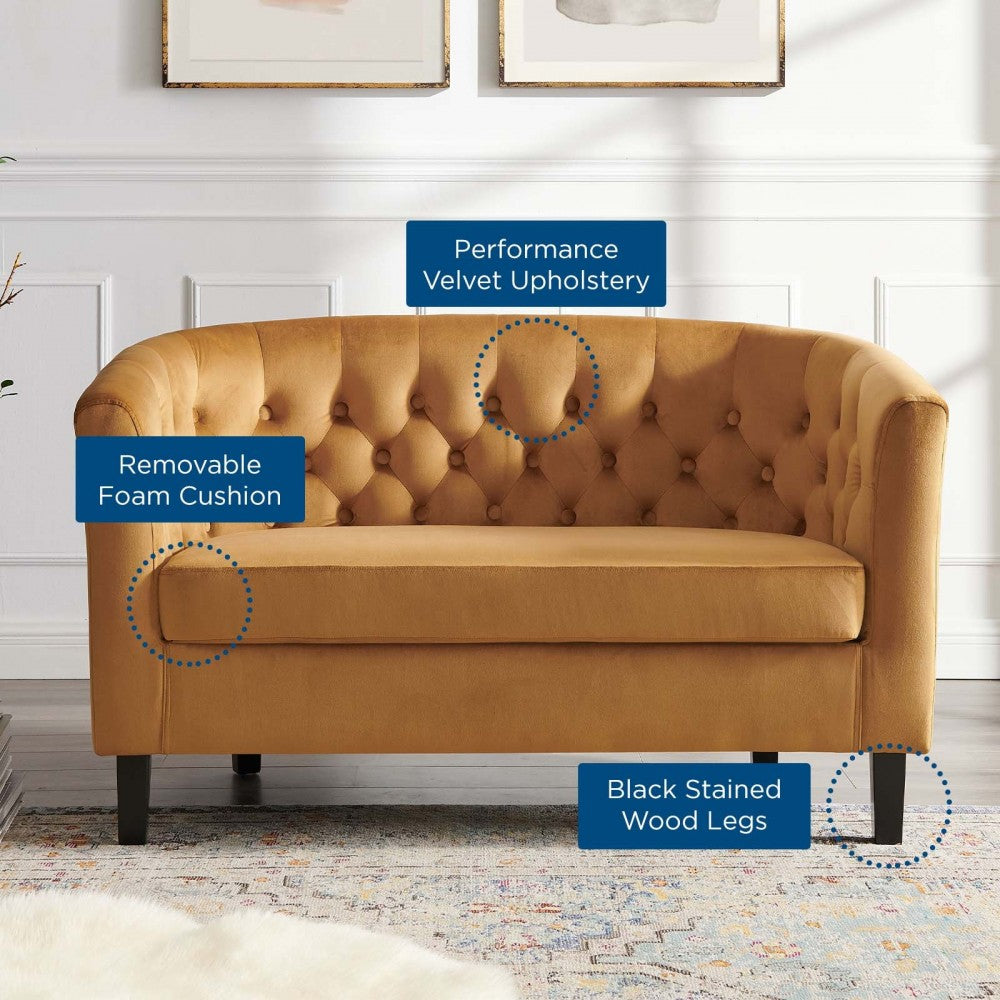Prospect Performance Velvet Loveseat, Cognac