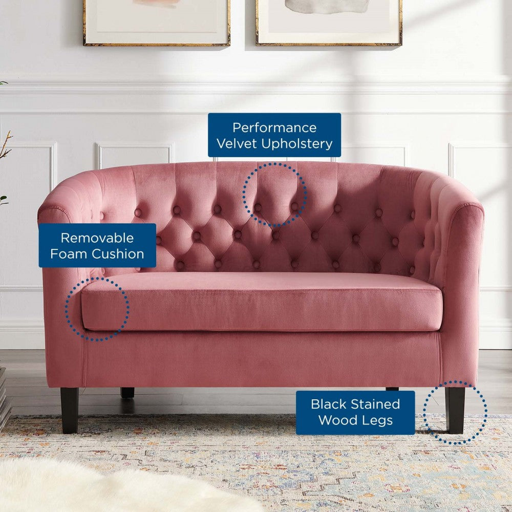 Prospect Performance Velvet Loveseat, Dusty Rose