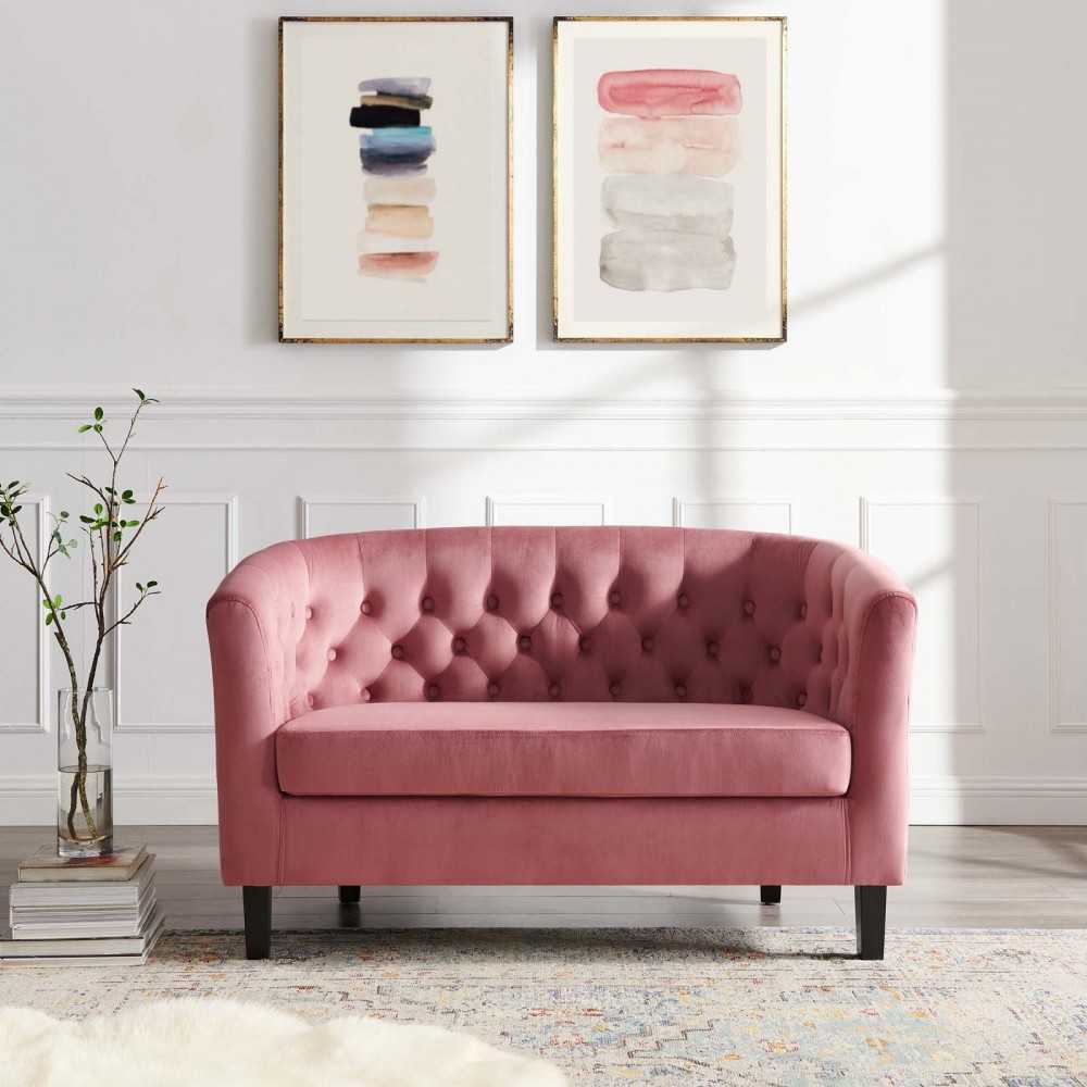 Prospect Performance Velvet Loveseat, Dusty Rose