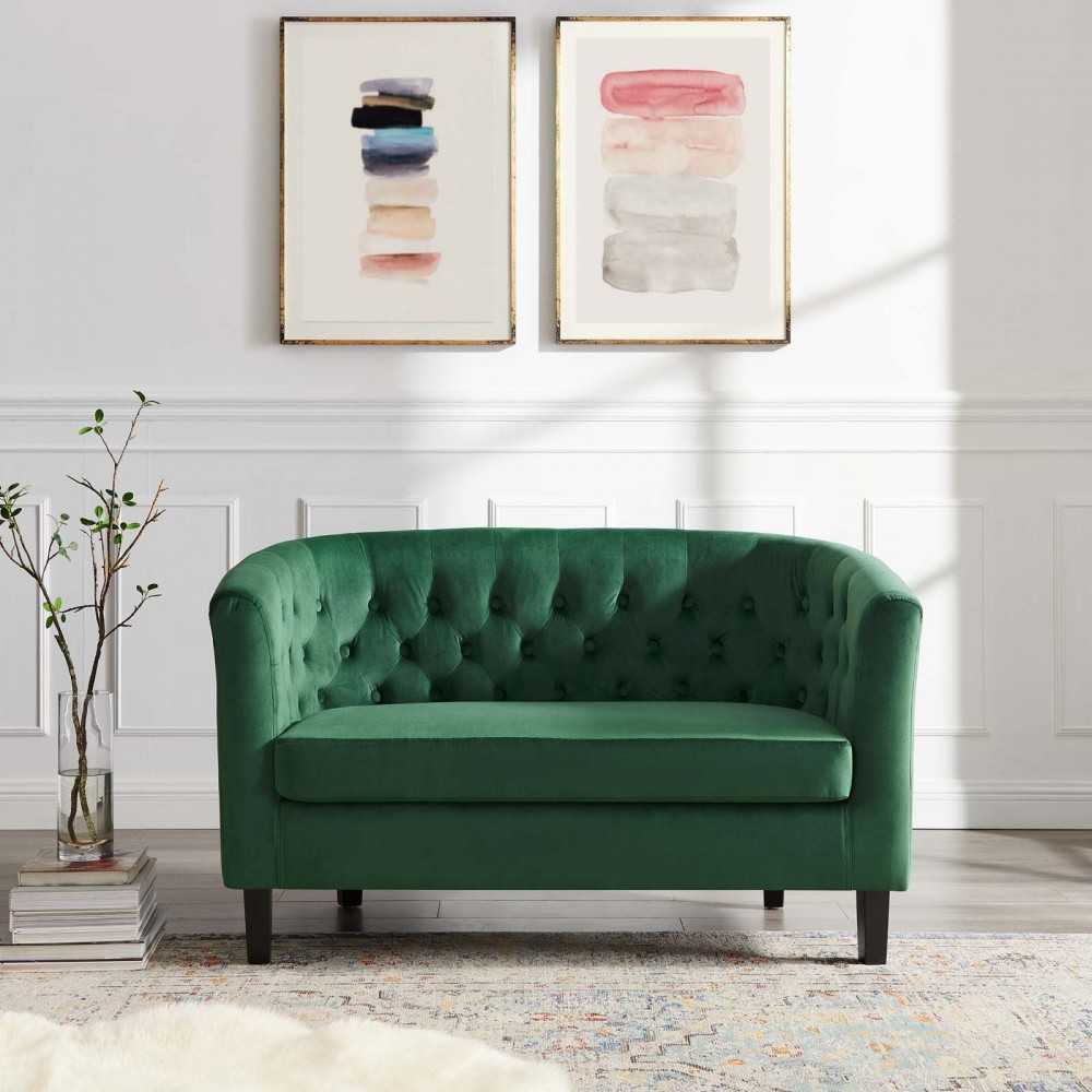 Prospect Performance Velvet Loveseat, Emerald