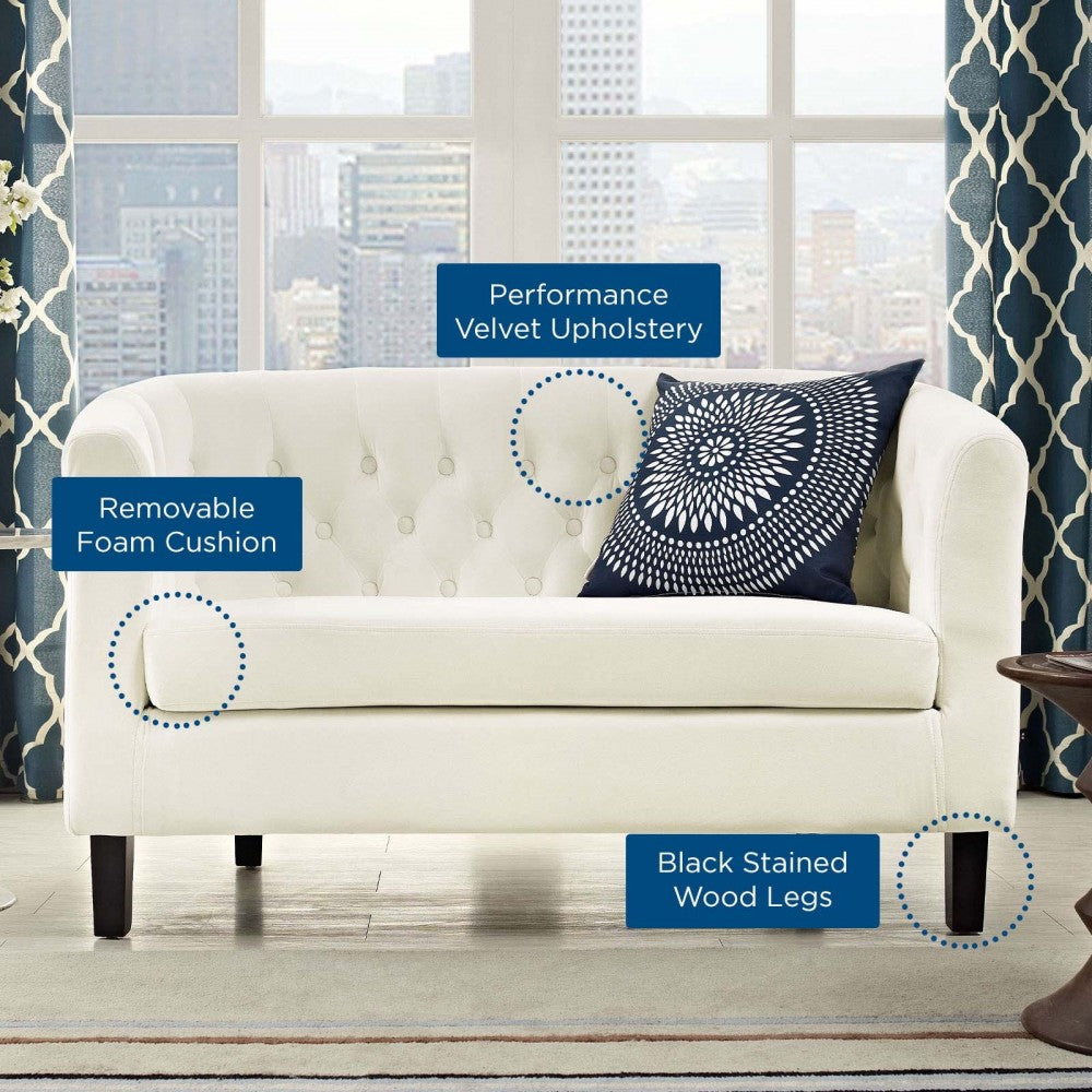 Prospect Performance Velvet Loveseat, Ivory
