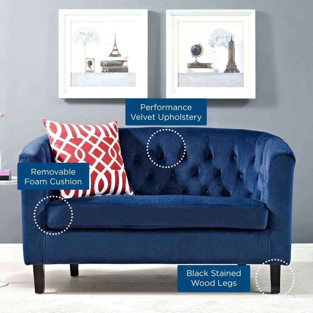 Prospect Performance Velvet Loveseat, Navy