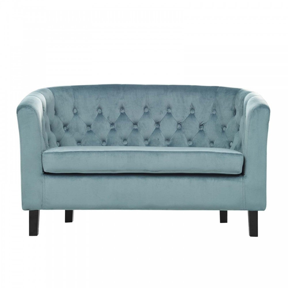 Prospect Performance Velvet Loveseat, Sea Blue