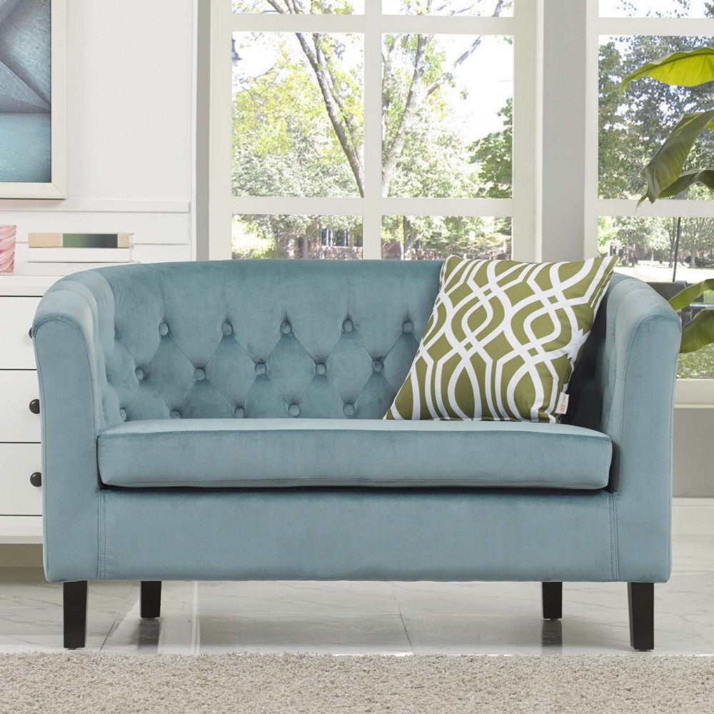 Prospect Performance Velvet Loveseat, Sea Blue