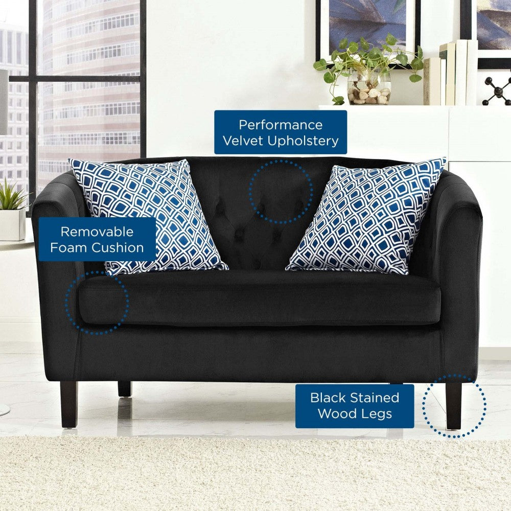 Prospect Performance Velvet Loveseat, Black