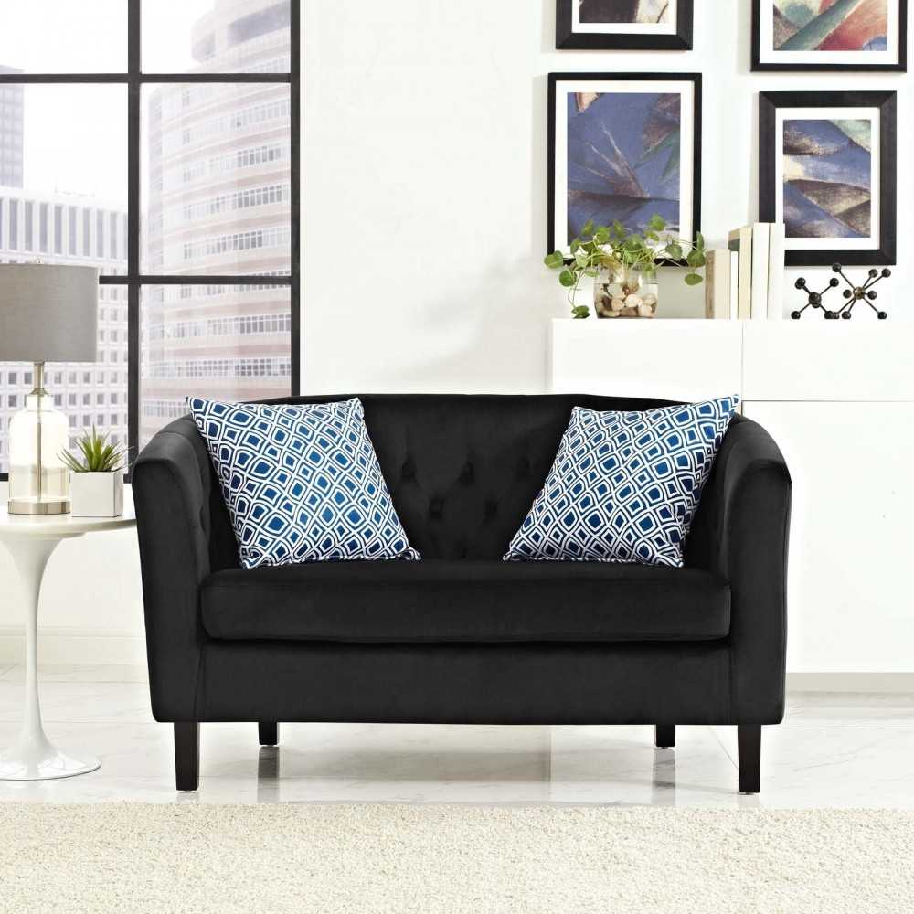 Prospect Performance Velvet Loveseat, Black
