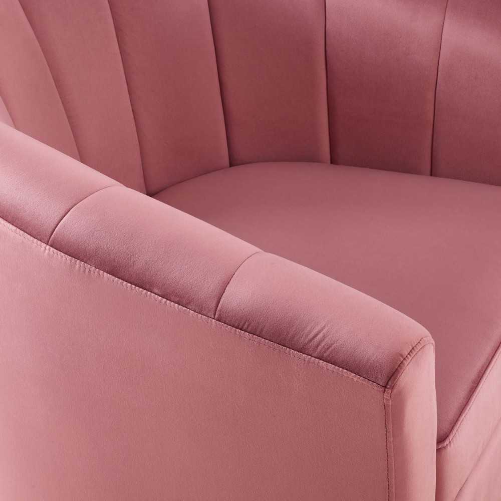 Prospect Performance Velvet Swivel Armchair, Dusty Rose