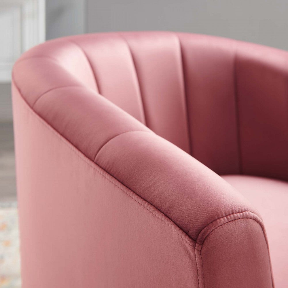 Prospect Performance Velvet Swivel Armchair, Dusty Rose